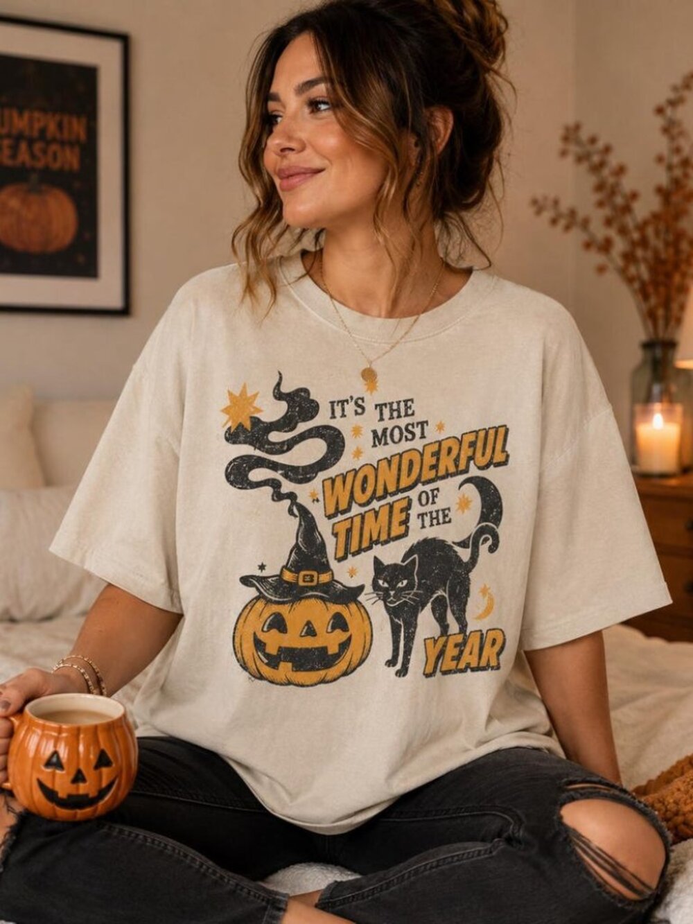 Halloween Gift Acid Wash T-Shirt, 90s Spooky Season Tee